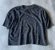 Zara grey pearl tee small