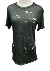 Arizona Jean Company Women's Short Sleeve Crewneck Destroyed Ripped Shirt Sz S