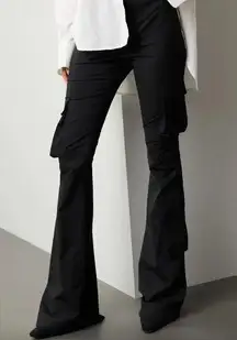 Philosophy di Lorenzo Serafini Pants Womens 6 Black Stretch Tafetta Flare Leg