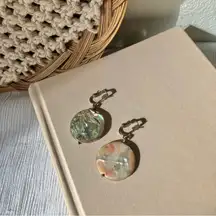 Vintage Circle Abalone Clip On Earrings “Arezza” Beachy Mermaidcore Neutral Jewelry