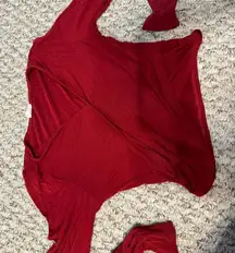 Garage long sleeve wrap crop top red S