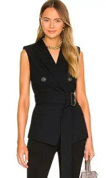 Vince Black Wool-blend Sleeveless Blazer