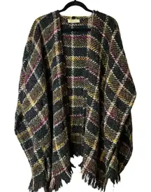 Boyne Valley Weavers Plaid Wool Fringed Shawl‎ Handcrafted in Ireland Womens OS