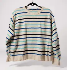 Draper James Striped Sweater Womens XL Blue White Black‎ Cotton Blend