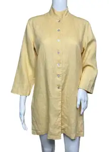 Chicos Jacket Women Small Light Yellow Linen‎ Neutral Boho Bohemian Lagenlook