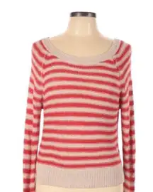 BCBG MaxAzria large striped hi low linen sweater