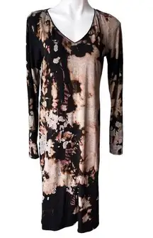 White House | Black Market  Long Sleeve V-Neck Jersey Side Slit Midi Dress, Sz M