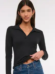 Abercrombie long sleeve v neck collared top