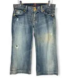 7 For All Mankind | Sz 28 | Crop Dojo Distressed Mid Rise Medium Wash Blue Jeans