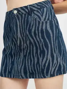 Denim Jean Mini Skirt NWT zebra denim print - small