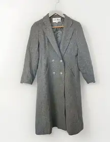Vintage L.C. Mae Women's Gray 100% Pure Wool Double-Breasted Overcoat Size 4