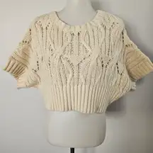 Miss Love Cream Cropped Dolman Cable Knit Sweater Size Medium