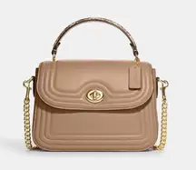 Coach NWT  Marlie Top Handle Satchel With Border Quilting Taupe