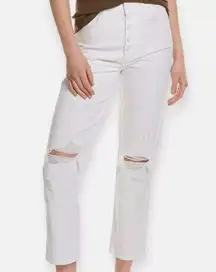 NEW 7 FOR ALL MANKIND High Waist Straight Leg Crop Jean in White Sz 28