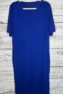 Eileen Fisher Blue Short Sleeve Stretch Jersey Dress Women’s Large L
