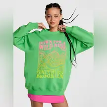 Victoria’s Secret Pink Coney Island Fleece Crewneck Sweatshirt Green Size Medium
