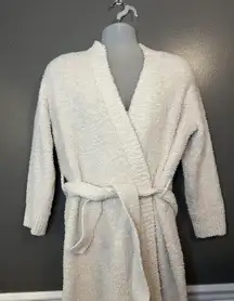 H&M Robe Womens XS/S Off White Belted Cozy Boucle Teddy Shawl Collar Loungewear
