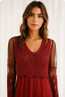 Y2K  April Cornell Boho Grunge Dark Romantic Goth Whimsy Witchy Mesh Maxi Dress