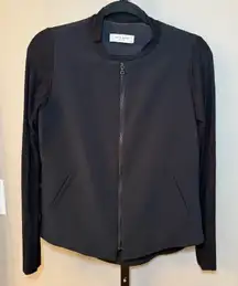 Lola & Sophie Zip Up Jacket Ribbed Sleeves Black‎ Size XS