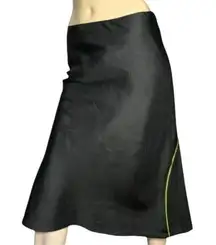 Christopher Totman Women’s Size 4 Black Lime Green Textured Silk Tulip Skirt