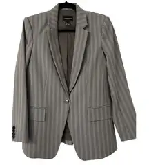 Club Monaco Women’s Borrem‎ Blazer Wool Blend Suit Jacket Size 10 Grey Blue