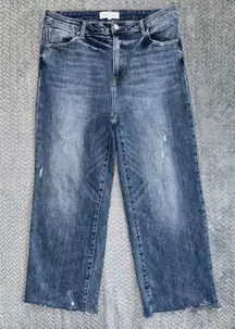 Risen Jeans Women's‎ Blue Wide Leg Distressed Stretch Denim Size 32
