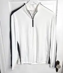 Tyler Boe 1/4 Zip Long Sleeve White Golf Activewear Pullover NEW W1803 Sz L