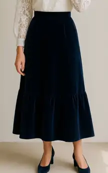 Vintage Gunne Sax Blue Velvet Boho Cottage Core Peasant Hippie Maxi Skirt XS