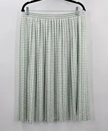 Zara White Green Short Midi Pleated Pull On Skirt Plus 20