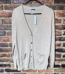 NWT* FLAWED J. Crew Tan Button Down Merino Wool Cardigan Sweater Size Large