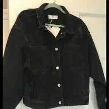 NWT Mango MNG Denim Black Distressed Jacket M