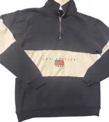 John Galt brandy Melville USA Flag Quarter Zip Sweatshirt 1/4 zip Women one size