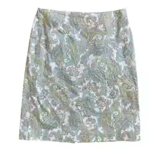 Jones New York Knee Length Pencil Skirt‎ Pastel Paisley Brocade Women - 8