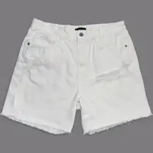 PrettyLittleThing Shorts Womens 31x5 White‎ High Rise Distressed Cut Off Denim