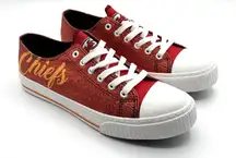 FOCO Kansas City Chiefs NFL Womens Color Glitter‎ Red Canvas Shoes - 10 NEW