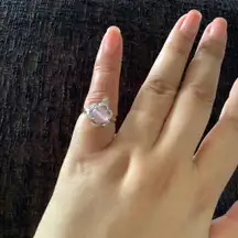 Pink Cat eye Floral Sterling 925 Ring Size 6 