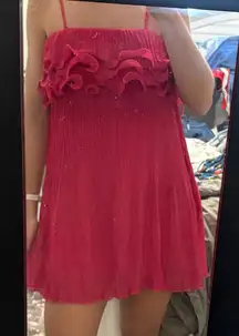 Hot Pink Ruffled Mini Dress