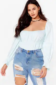 Ruche Long Sleeve Crop Top