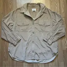 American Eagle Dreamy Drape Oversized Corduroy Shirt/Jacket Olive Women’s Size L