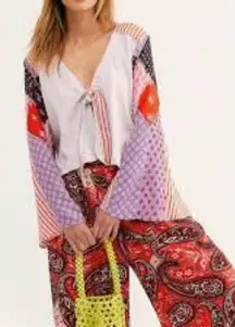 Free People Pajama Party Cardigan with Tie Front Size Small EUC‎