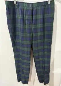 Pendleton Pants Women 12 Blue Green Tartan Plaid Virgin Wool Tartan USA‎ M