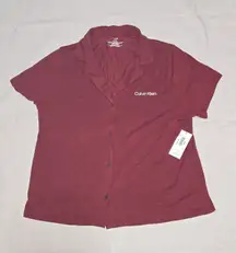 Calvin Klein Sleepwear‎ Women's Maroon Short Sleeve Shirt Size XL Retail $84