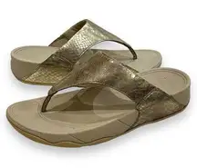 FitFlop Lulu Metallic Snake Flip-Flop Size 10