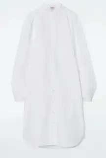 NWT COS Womens White Cotton Oversized Long Sleeve Button Up Shirt Dress Size 6