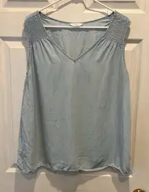 Time and Tru Women's Woven Sleeveless Tank Top Lyocell Light Wash‎ XL  Beachy