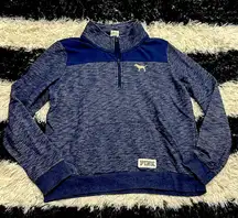 PINK Victoria’s Secret Quarter Zip Pop Over Sweatshirt, Navy Blue, Large