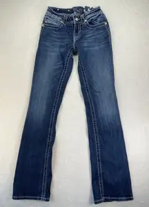 Miss Me Jeans Womens Size 27 boot cut elastic waist Embellished cross Pockets‎
