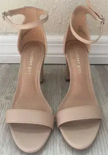 Madden Girl | Beella Cream Tan Ankle Strap High Heel Shoes | Size 8M