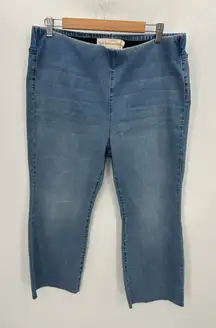 Soft Surrounding Pull on Denim Jeans Women PXL Stretch Waist Cropped Loose Fit