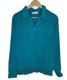 Maggie Sweet Vintage Zip Up Jacket Teal Size Large EUC